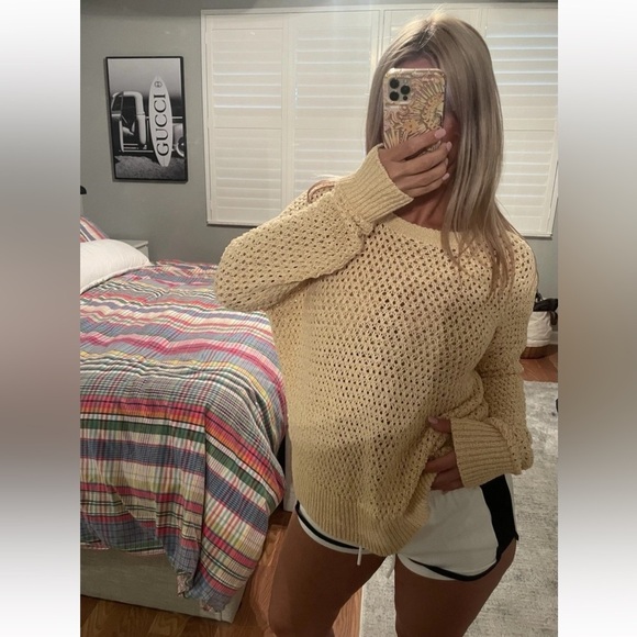 Theory karenia sughero open knit cream Tan slouchy Open Knit sweater women's S - Picture 14 of 15